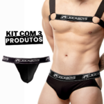 Kit 2 Jockstraps + Harness Masculino Preto