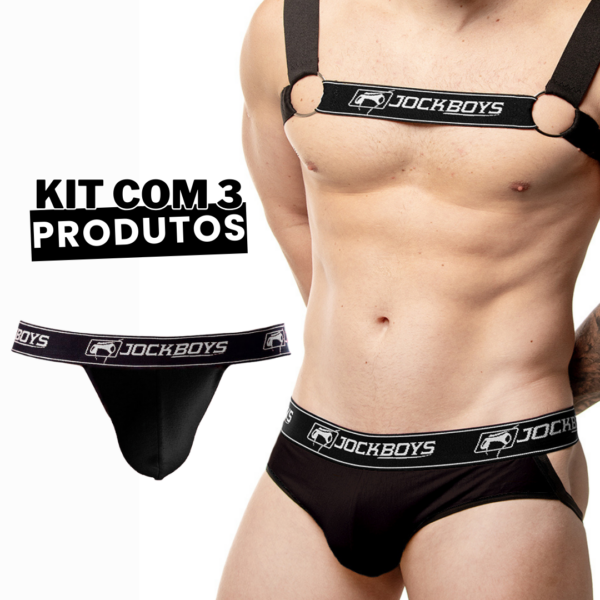 Kit 2 Jockstraps + Harness Masculino Preto