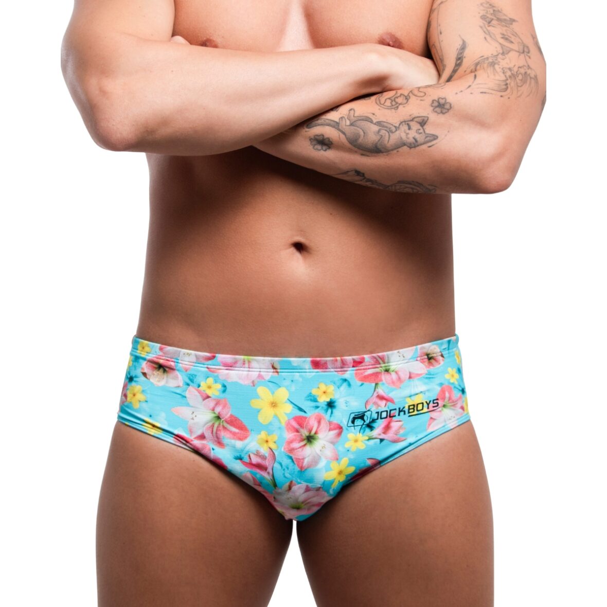 Sunga Masculina Floral Azul Destaque