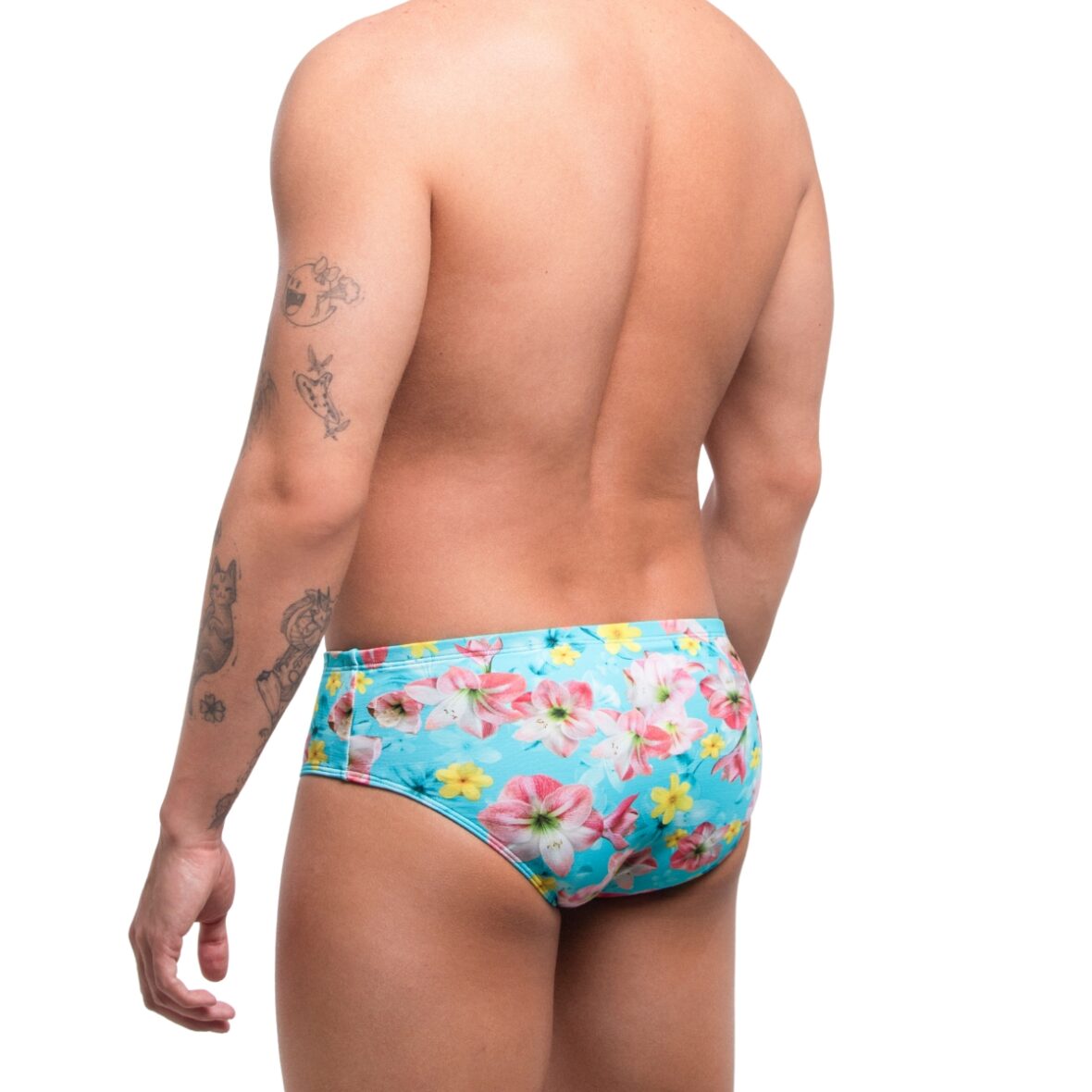 Sunga Masculina Floral Azul Lateral